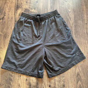 GUC Men's Starter Gray Basketball Shorts, Polyester, Drawstring with Pockets S